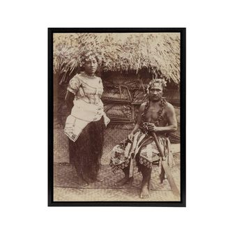 Artery8 Burton Brothers Samoan Chief Justice & His Wife Framed Canvas Art in Brown | Size: W24 x H32