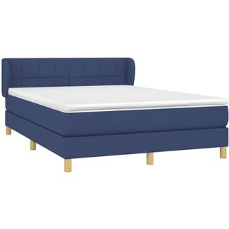 vidaXL Cama Box Spring Con Colch&oacute;n Tela Azul 140x190 Cm Vidaxl