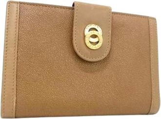 Bulgari Vintage, unisex, Bruin, ONE Size, Leer, Pre-owned Bi-fold Portemonnee