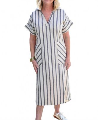 Starkx Linen Stripe Elaine Dress In Ecru