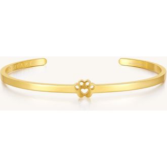Mantra Pawprint Cuff - I Have Pawprints On My Heart bracelet in Yellow Gold at Nordstrom
