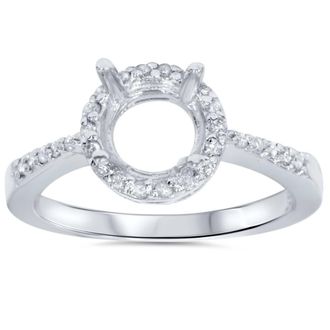 Pompeii3 1/4ct Round Pave Diamond Halo Engagement Ring 14K Mount Setting Mounting Vintage Size Selectable