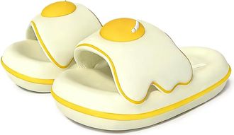 Generic Womens Fried Egg Slides, 4cm Thick EVA Platform Slippers, Cute Summer Shoes for Indoor Outdoor Beach Pool (1, Yellow, 11/12, Adult, Women, 11, Numeric