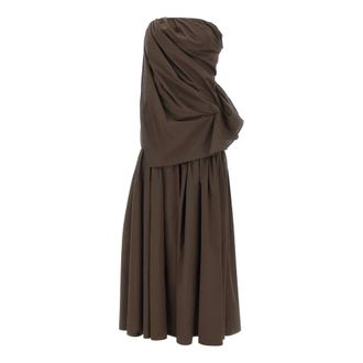 The Garment Bazaar Drape Dress - Dames - Casual kleedjes - Bruin - 2XS - Katoen - Kleedjes