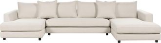 Beliani Sof&aacute; Esquinero Moderno En Forma De U 2 Chaises Respaldo Acolchado Cojines Fundas Extra&iacute;bles Beige Claro Lilviken