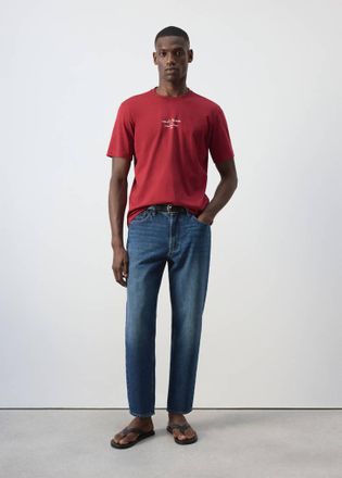 Mango T-shirt 100% cotone testo rosso medio - Uomo - XXL - MANGO MAN