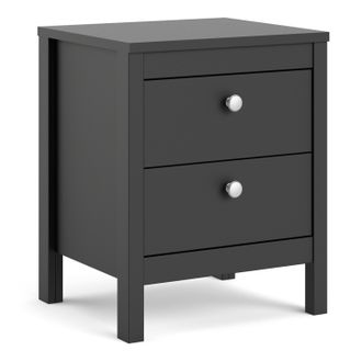 Furniture To Go Madrid Bedside Table 2 Drawers in Black