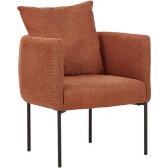 Beliani Poltrona in lino sintetico arancione con cuscino gambe in ferro nero Malmos
