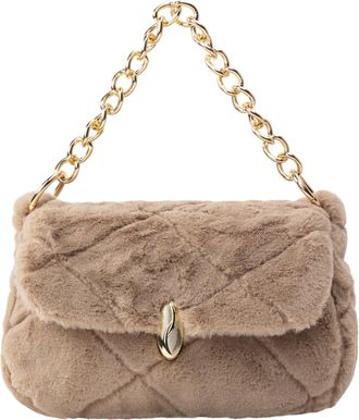 Faina Schoudertas van imitatiebont Dames Kameel