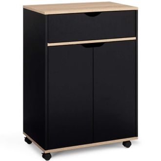 IDMarket Credenza Cosy Con Cassetto In Legno Nero E Ripiani In Faggio L.60 Cm
