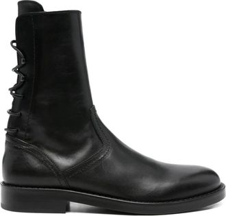 Ann Demeulemeester Schoenen, Heren, Zwart, 45 EU, Leer, Zwarte Leren Veterschoenen met Puntige Neus