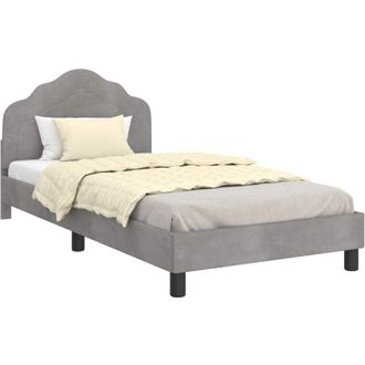 vidaXL Cama Para Ni&ntilde;os Con Cabecero Gris Claro 90 X 200 Cm Terciopelo Vidaxl