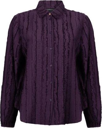 Tramontana Textured Stripe Blouse - Dames - Blouses & Shirts - Paars - Maat: S Viscose