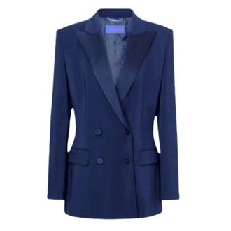 Alberta Ferretti Alberta Ferretti, Blazers, female, Blue, Size: S Enver Satin Jacket