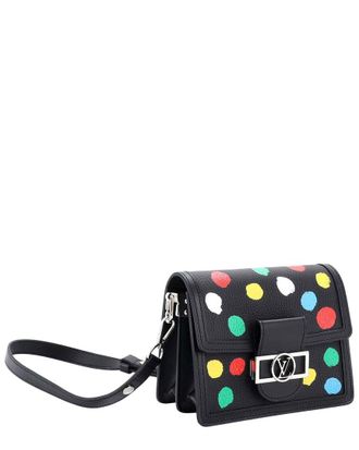 Louis Vuitton Black Taurillon Leather Dauphine Yayoi Kusama Painted Dots Mini (Authentic Pre-Loved)