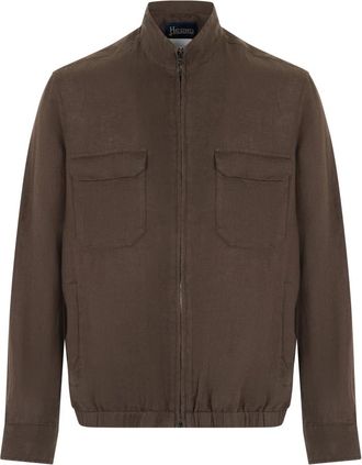 Herno Linnen bomber - Heren - Zomerjassen - Bruin - L - Linnen - Jassen