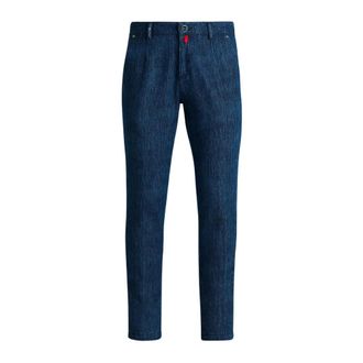 Kiton Denim Broeken in Stretch Katoen - Heren - Jeans - Blauw - Maat: W40 Katoen