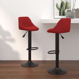vidaXL Vidaxl - Taburetes De Cocina 2 Unidades Terciopelo Rojo Vino Tinto