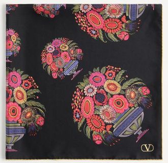 Valentino Garavani PAPIER FLORAL SILK SCARF Woman BLACK UNI