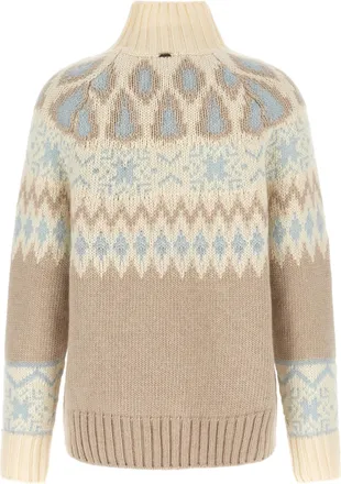 Herno Wool and Cashmere Blend with Norwegian Jacquard Sweater - Beige