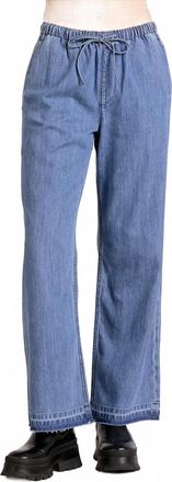 Elan Drawstring Straight Leg Pants In Denim Blue