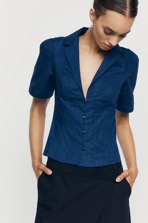 Maeve Short-Sleeve Blazer Top