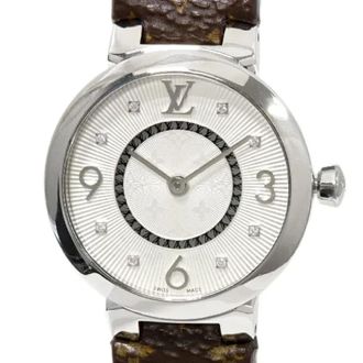 Louis Vuitton Pre-owned Watches, female, Gray, Size: ONE SIZE Pre-owned Tambour Slim Stainless Steel