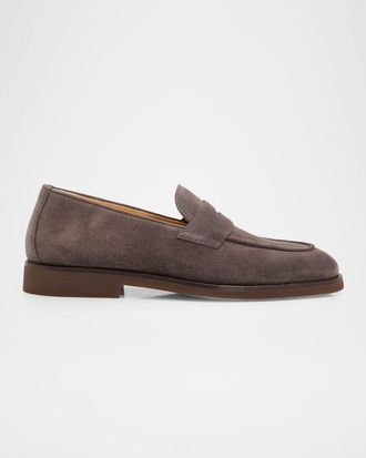 Brunello Cucinelli Men & apos;s Suede Flex-Sole Penny Loafers