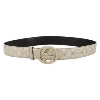 Gucci Pre-owned Belts, unisex, White, Size: ONE SIZE Pre-owned Vintage interlocking g reversible belt