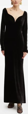 Luisa Spagnoli long-sleeve V-neck maxi dress - women - Viscose/Silk/Elastane - S - Black