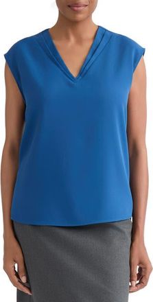 Kasper Pleated V-Neck Top in Blue Night at Nordstrom, Size X-Large