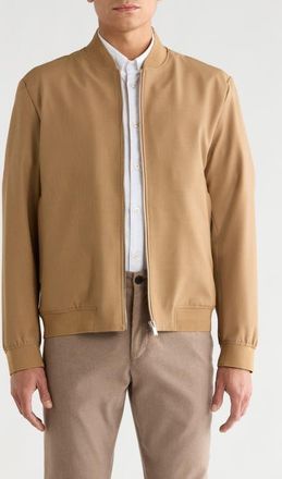 BOSS Hanry Textured Wool Blend Bomber Jacket in Open Beige at Nordstrom, Size 38 Regular