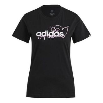 adidas (WMNS) adidas Heart Graphic T-Shirt Asia Sizing Black White GL6844