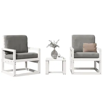 vidaXL Juego De Muebles De Jard&iacute;n 3 Pzas Madera Maciza De Pino Blanco Vidaxl