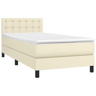 vidaXL Cama Box Spring Y Colch&oacute;n Led Cuero Sint&eacute;tico Crema 90x190 Cm Vidaxl