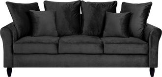 Beliani Divano In Velluto Nero A 3 Posti Con Cuscini Decorativi Stile Moderno Bornholm