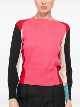 Shiro Sakai colour-block crew-neck sweater - Roze