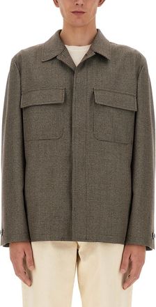 Lardini Mens Shirt Jacket - Grey Wool - Size Medium