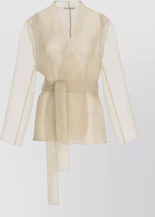 Antonelli silk belted long-sleeve blazer
