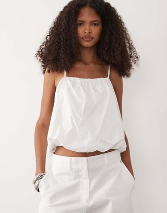 A|X Armani Exchange Top bianco a palloncino in coordinato