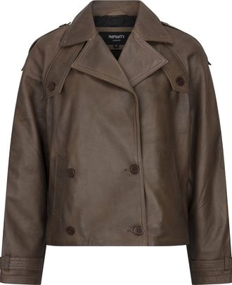 TruClothing Cropped Trenchcoat Leather Jacket