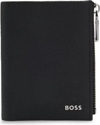 BOSS Logo-lettering wallet in grained leather