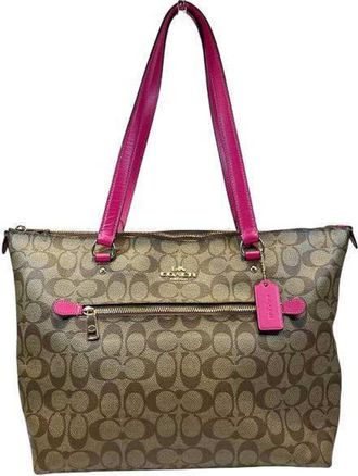 Coach Beige Pink Pvc Leather Handbag Shoulder Bag Tote Bag (Pre-Owned)