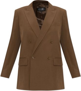 Maison Margiela Enkele split blazer - Dames - Blazers - Bruin - 2XS - Wol - Jassen