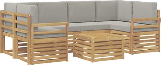 vidaXL Conjunto De Sof&aacute;s De Exterior 7 Uds. Blanco Y Gris Claro Vidaxl