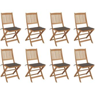 vidaXL Vidaxl - Sillas De Jard&iacute;n Plegables 8 Uds Y Cojines Madera Maciza Acacia