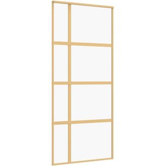 vidaXL Vidaxl - Puerta Corredera Dorada De Vidrio Esg Transparente Y Aluminio