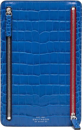 Smythson multi-zip case - unisex - Grained Calf Leather - One Size - Blue