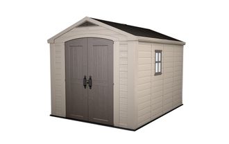 Keter Caseta De Jard&iacute;n Factor 8x11 Cobertizo De Almacenamiento Exterior Ordenaci&oacute;n Acero Metal Madera Resina 257x332x243 Wxdxh - Keter