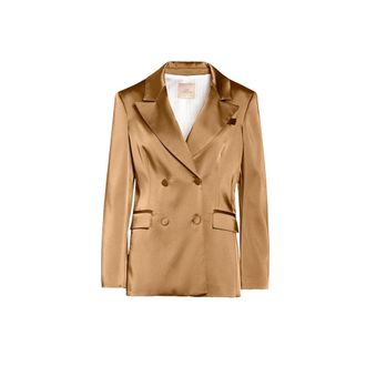 H2O Blazers, female, Brown, L, Double-Breasted Satin Blazer